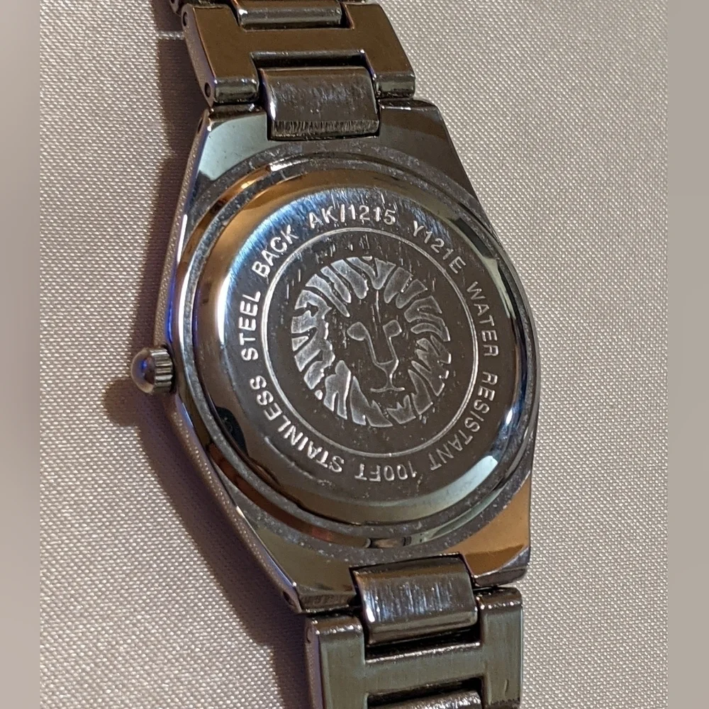 ANNE KLEIN Women's Quartz Watch Silver w/ Black Face AK/1215 WR 100FT Needs Batt